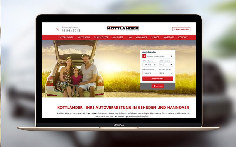 Kottländer Autovermietung web sitesi